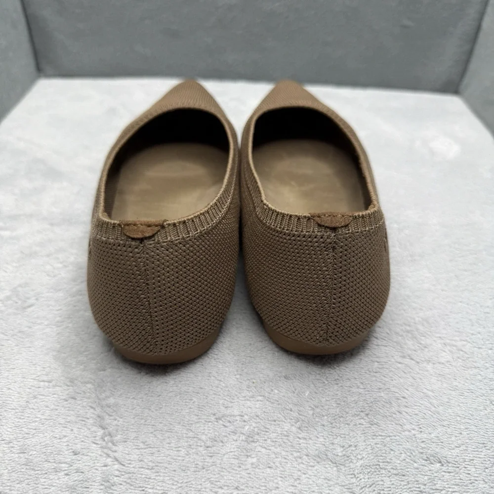 Vivaia Aria Pointed Toe Ballet Flats Brown Knit Water Resistant EU 37 US 7
